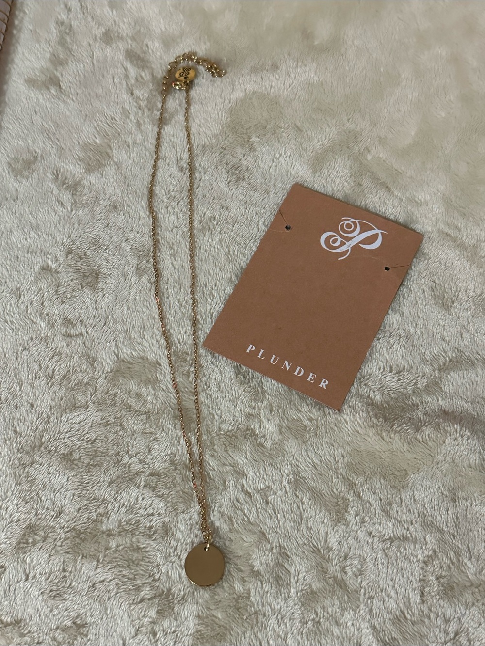 Plunder Gold Tone Necklace With Disc Pendant - Picture 3 of 4